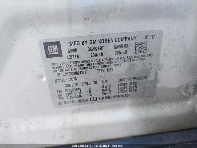 Chevrolet TRAX LS 2017 KL7CJNSBXHB213797 Image 9