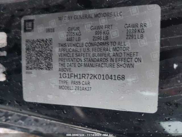 Chevrolet CAMARO 2SS 2019 1G1FH1R72K0104168 Image 9