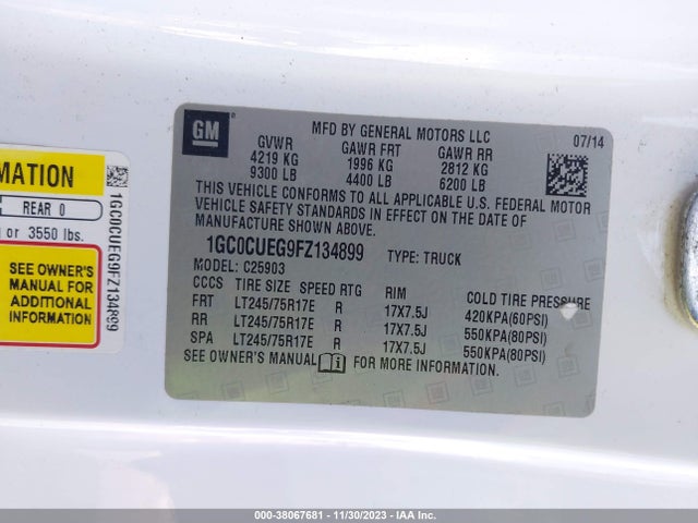Chevrolet Silverado 2500hd Wt 2015 1GC0CUEG9FZ134899 Image 9