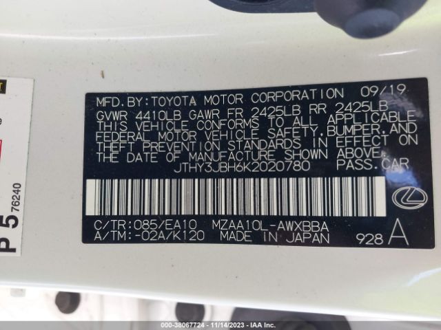 JTHY3JBH6K2020780 Lexus UX 200