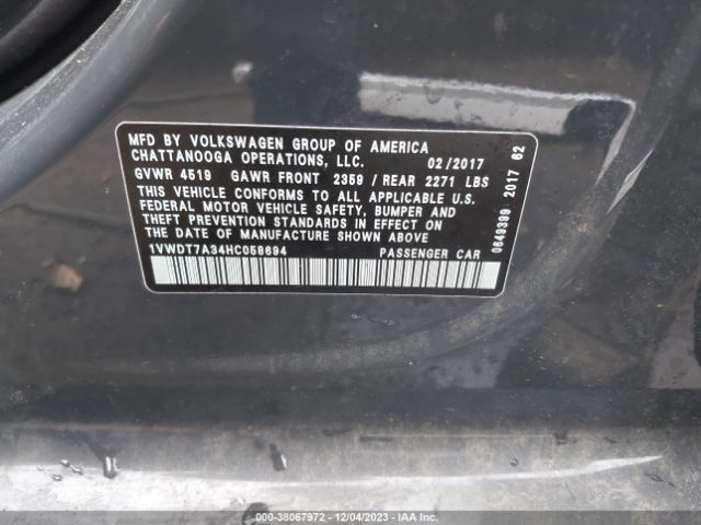 1VWDT7A34HC058694 Volkswagen Passat 1.8t R-line