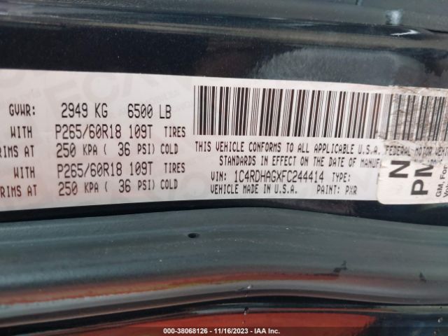 1C4RDHAGXFC244414 Dodge Durango Sxt