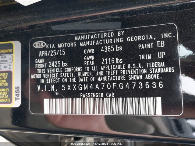 KIA Optima Lx 2015 5XXGM4A70FG473636 Image 9