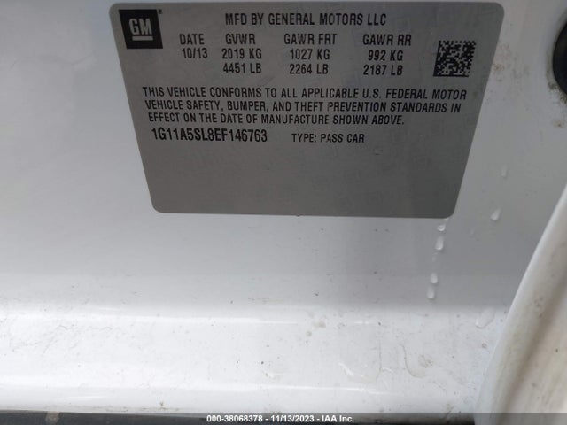 Chevrolet Malibu 1fl 2014 1G11A5SL8EF146763 Image 9