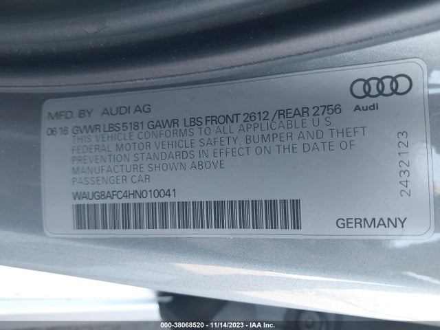 WAUG8AFC4HN010041 Audi A6 2.0t Premium