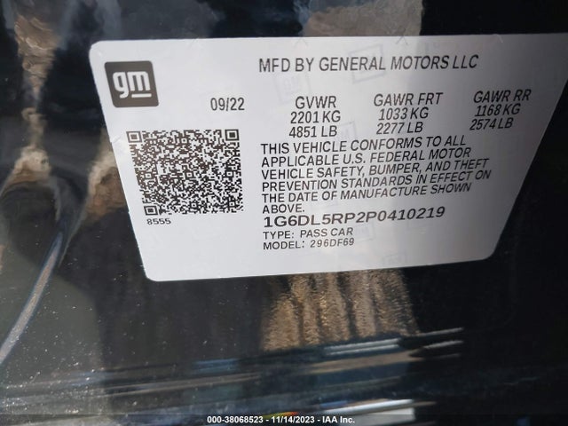 2023 Cadillac Ct4-v V-series Blackwing მანქანა იყიდება აუქციონზე, vin: 1G6DL5RP2P0410219, აუქციონის ნომერი: 38068523