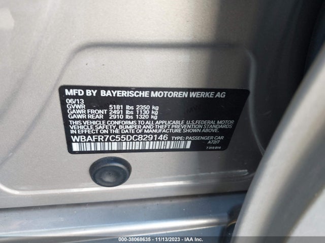 2013 BMW 535I VIN: WBAFR7C55DC829146