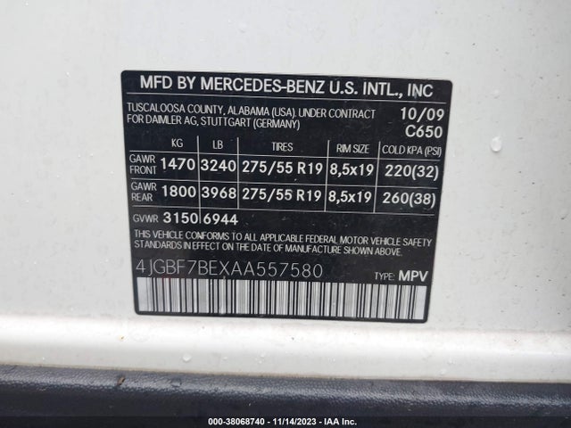 Aukcja sprzedaży 2010 Mercedes-benz Gl 450 4matic, vin: 4JGBF7BEXAA557580, numer aukcji: 38068740