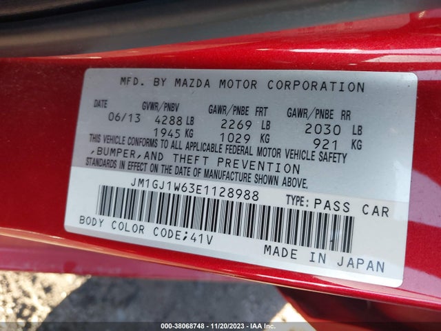 2014 MAZDA MAZDA6 I GRAND TOURING VIN: JM1GJ1W63E1128988