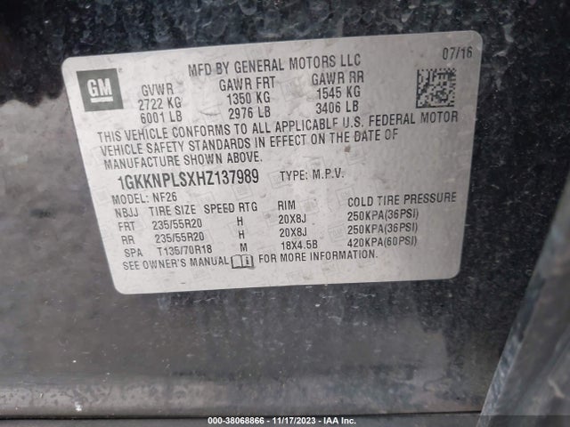 GMC Acadia Denali 2017 1GKKNPLSXHZ137989 Image 9