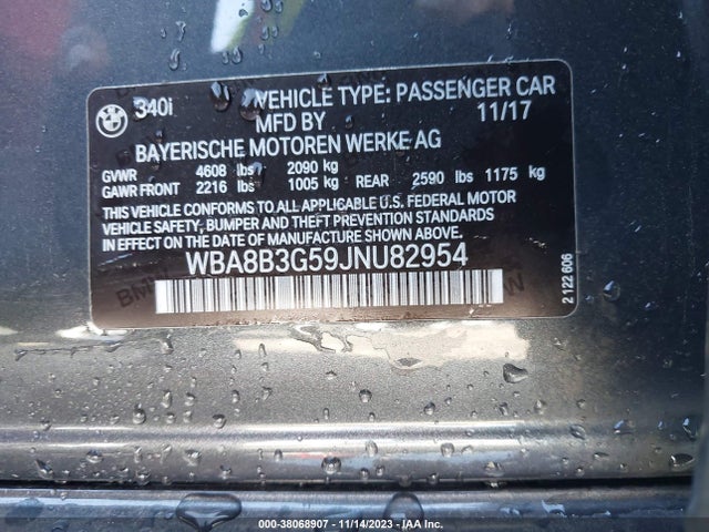 WBA8B3G59JNU82954 BMW 340i