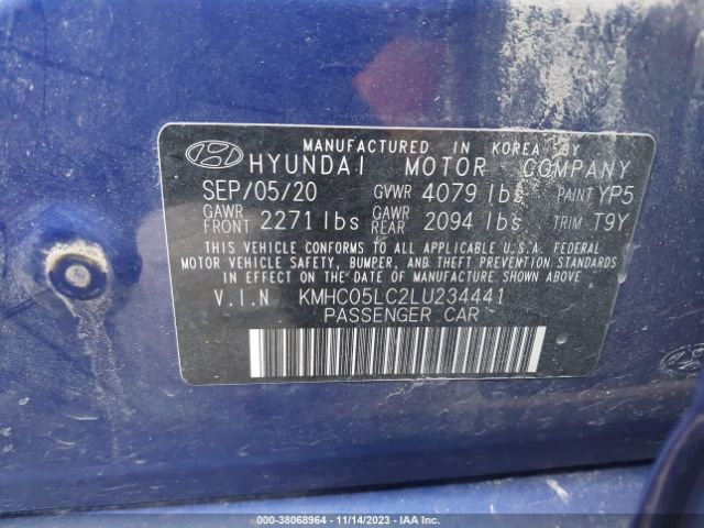 Auction sale of the 2020 Hyundai Ioniq Hybrid Limited , vin: KMHC05LC2LU234441, lot number: 438068964