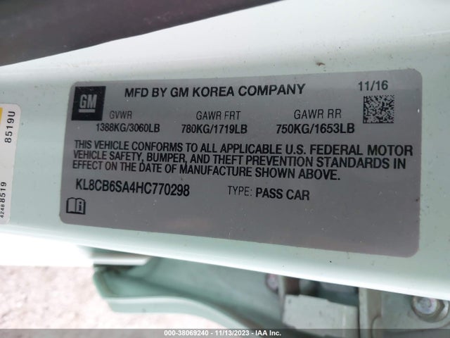 Chevrolet Spark Ls Cvt 2017 KL8CB6SA4HC770298 Image 9