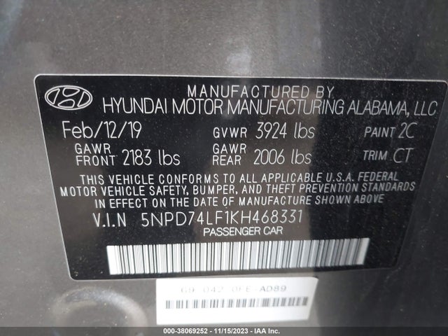 Hyundai ELANTRA SE 2019 5NPD74LF1KH468331 Image 9