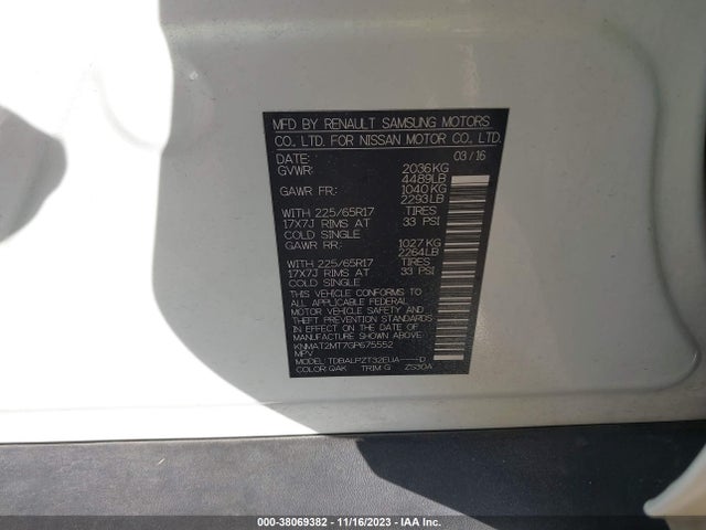 Nissan Rogue Sl/sv/s 2016 KNMAT2MT7GP675552 Image 9