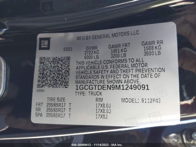 1GCGTDEN9M1249091 Chevrolet Colorado 4wd  Short Box Z71