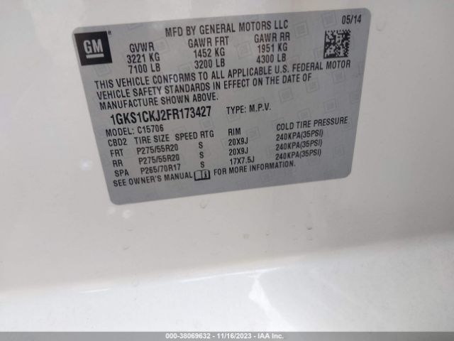 1GKS1CKJ2FR173427 GMC YUKON DENALI