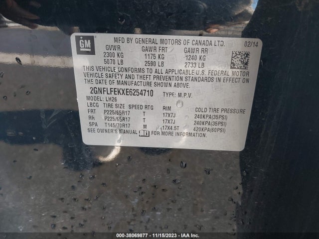 Chevrolet EQUINOX 1LT 2014 2GNFLFEKXE6254710 Image 9
