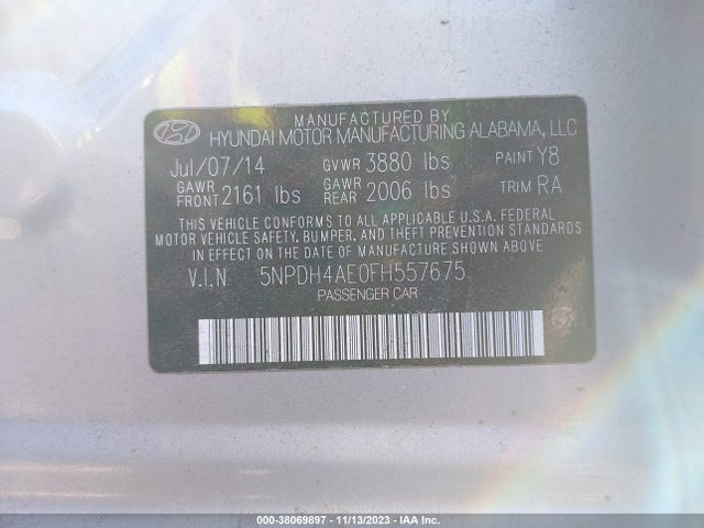 Hyundai ELANTRA SE 2015 5NPDH4AE0FH557675 Image 9