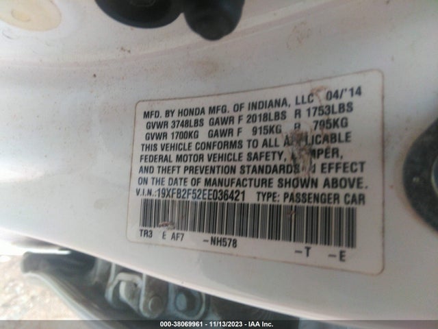 Honda Civic Sedan Lx 2014 19XFB2F52EE036421 Image 9
