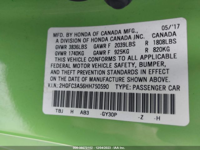 2HGFC3A56HH750590 Honda CIVIC SI