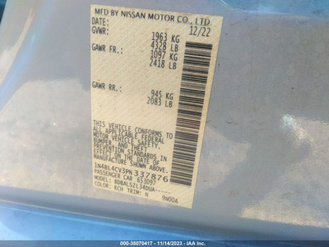 1N4BL4CV3PN337876 Nissan Altima Sr Fwd