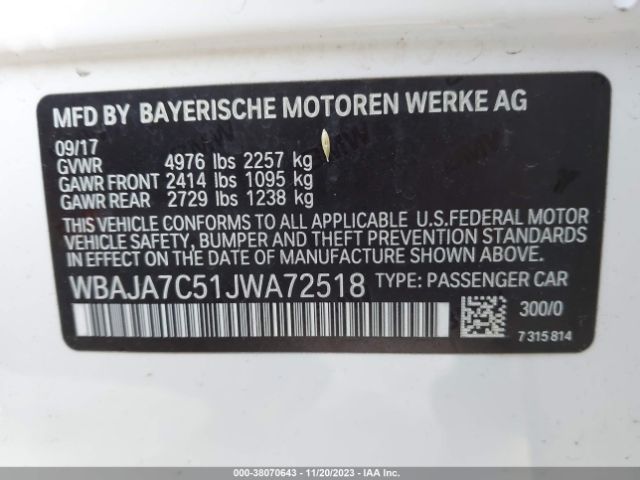 WBAJA7C51JWA72518 BMW 530i Xdrive