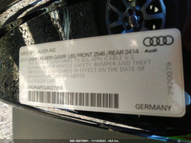 WAUP4AF53JA027956 Audi S5 3.0t Premium Plus
