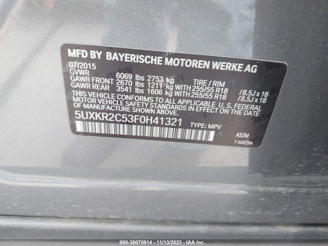 BMW X5 Sdrive35i 2015 5UXKR2C53F0H41321 Image 9