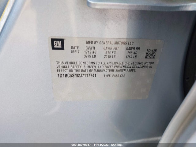Chevrolet Cruze Ls Auto 2018 1G1BC5SM2J7117741 Image 9