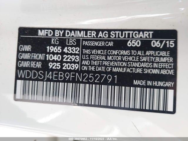 WDDSJ4EB9FN252791 Mercedes-Benz CLA-Class