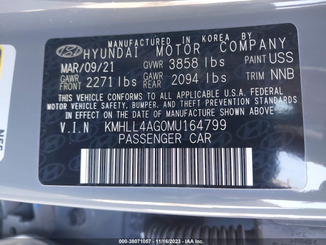 2021 HYUNDAI ELANTRA SE VIN: KMHLL4AG0MU164799