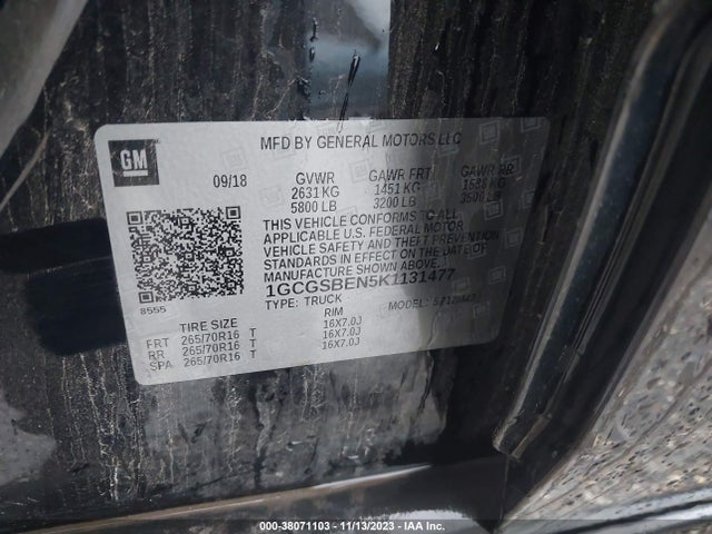Chevrolet Colorado Wt 2019 1GCGSBEN5K1131477 Image 9