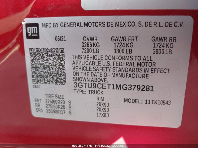 GMC Sierra 1500 4wd Short Box Elevation 2021 3GTU9CET1MG379281 Image 9