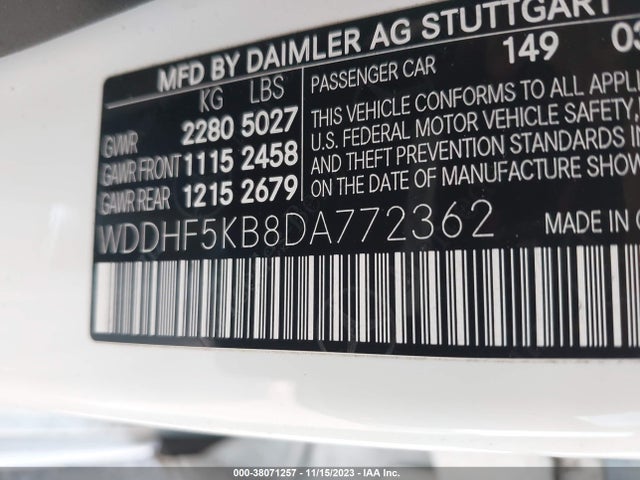 2013 MERCEDES-BENZ E 350 VIN: WDDHF5KB8DA772362