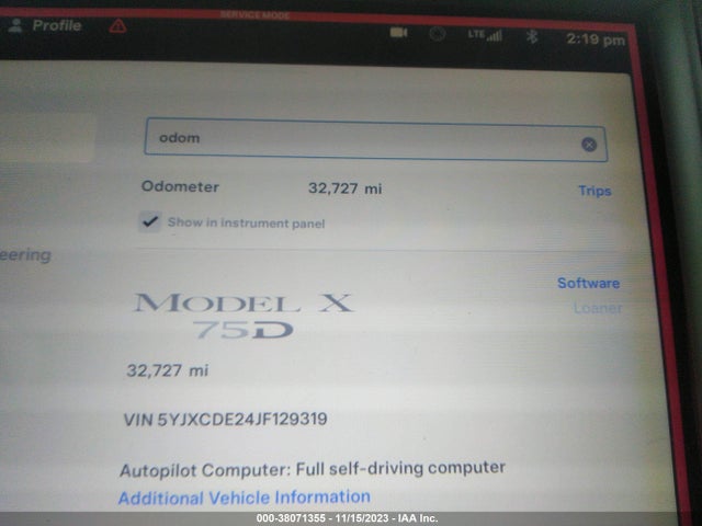 5YJXCDE24JF129319 Tesla Model X 75d/p100d/100d