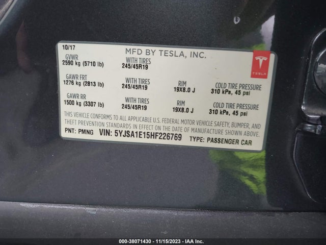 5YJSA1E15HF226769 Tesla Model S 60/75