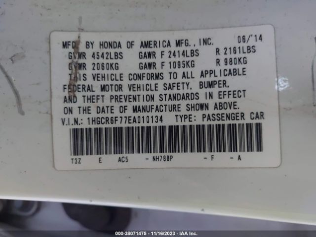 1HGCR6F77EA010134 Honda Accord Hybrid Touring