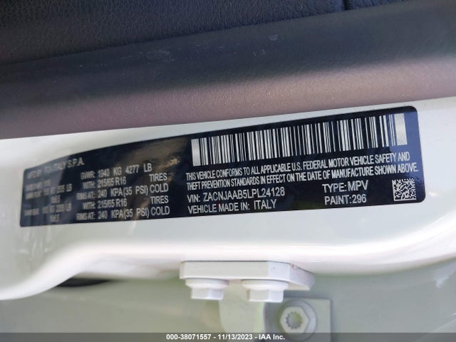 2020 JEEP RENEGADE SPORT FWD VIN: ZACNJAAB5LPL24128