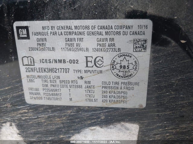 Chevrolet EQUINOX LS 2017 2GNFLEEK3H6217707 Image 9