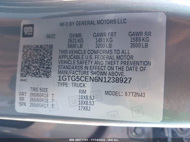 GMC Canyon 2wd  Short Box Elevation 2022 1GTG5CEN6N1238927 Image 9