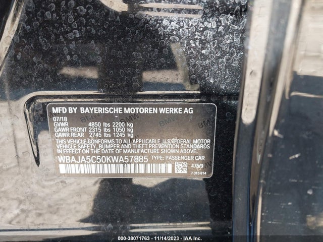 BMW 530I 2019 WBAJA5C50KWA57885 Image 9