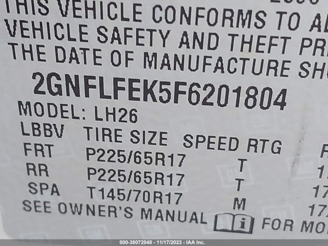 Chevrolet EQUINOX 1LT 2015 2GNFLFEK5F6201804 Image 9