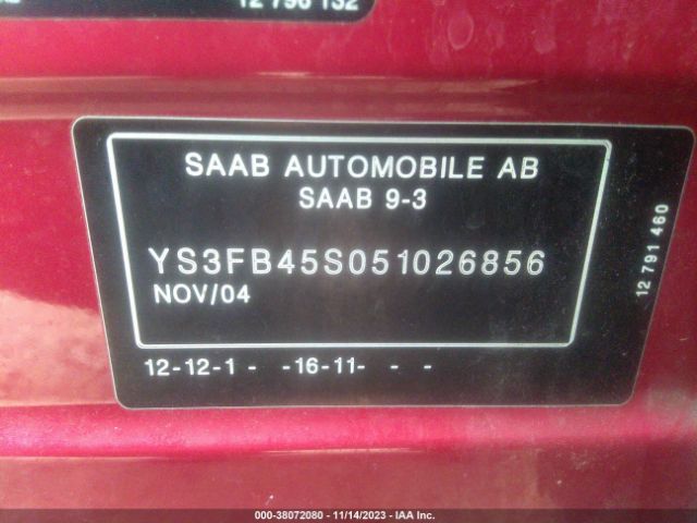 2005 SAAB 9-3 YS3FB45S051026856 Photo 8