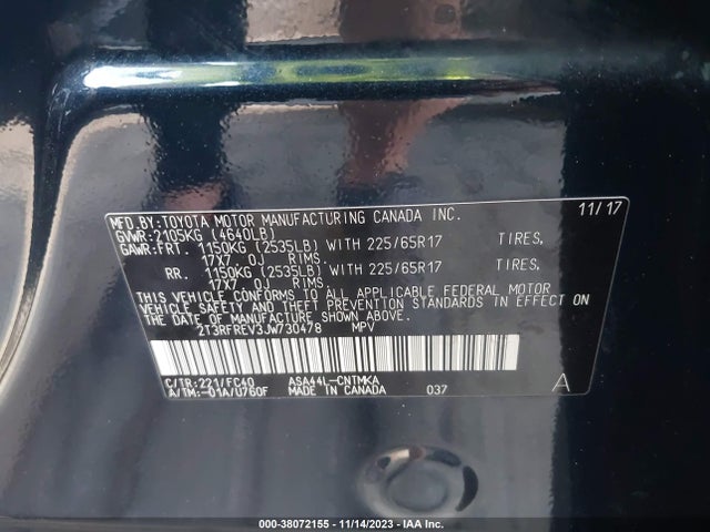 Toyota Rav4 Xle 2018 2T3RFREV3JW730478 Image 9
