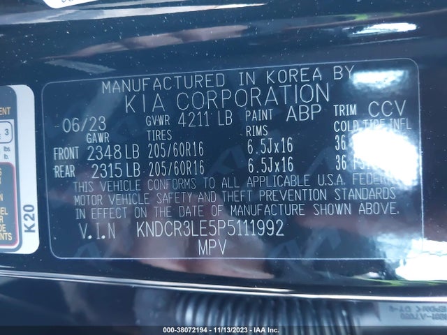 2023 KIA NIRO EX VIN: KNDCR3LE5P5111992