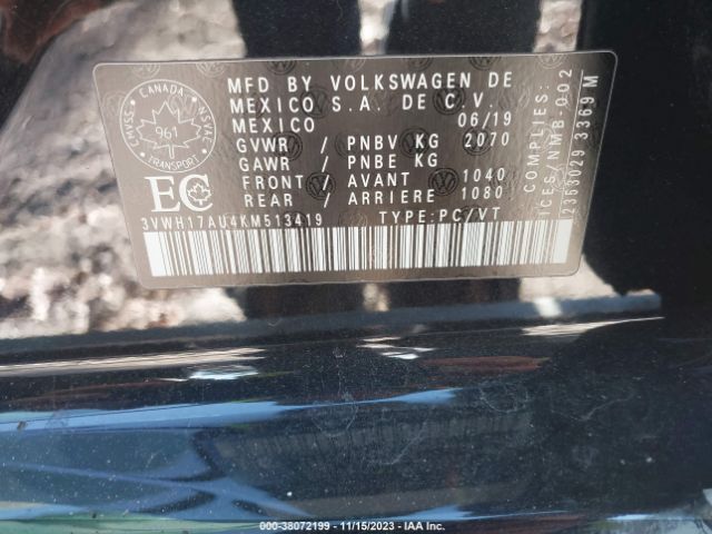 3VWH17AU4KM513419 Volkswagen Golf Alltrack Tsi S/tsi Se/tsi Sel