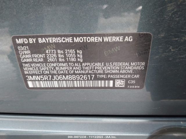 3MW5R7J06M8B92617 BMW 330i Xdrive
