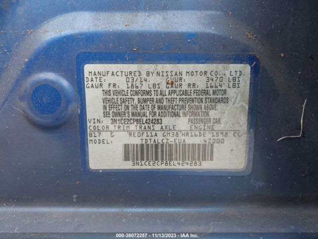 3N1CE2CP8EL424283 Nissan Versa Note S Plus
