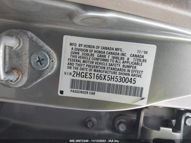 2005 HONDA CIVIC LX VIN: 2HGES166X5H530045